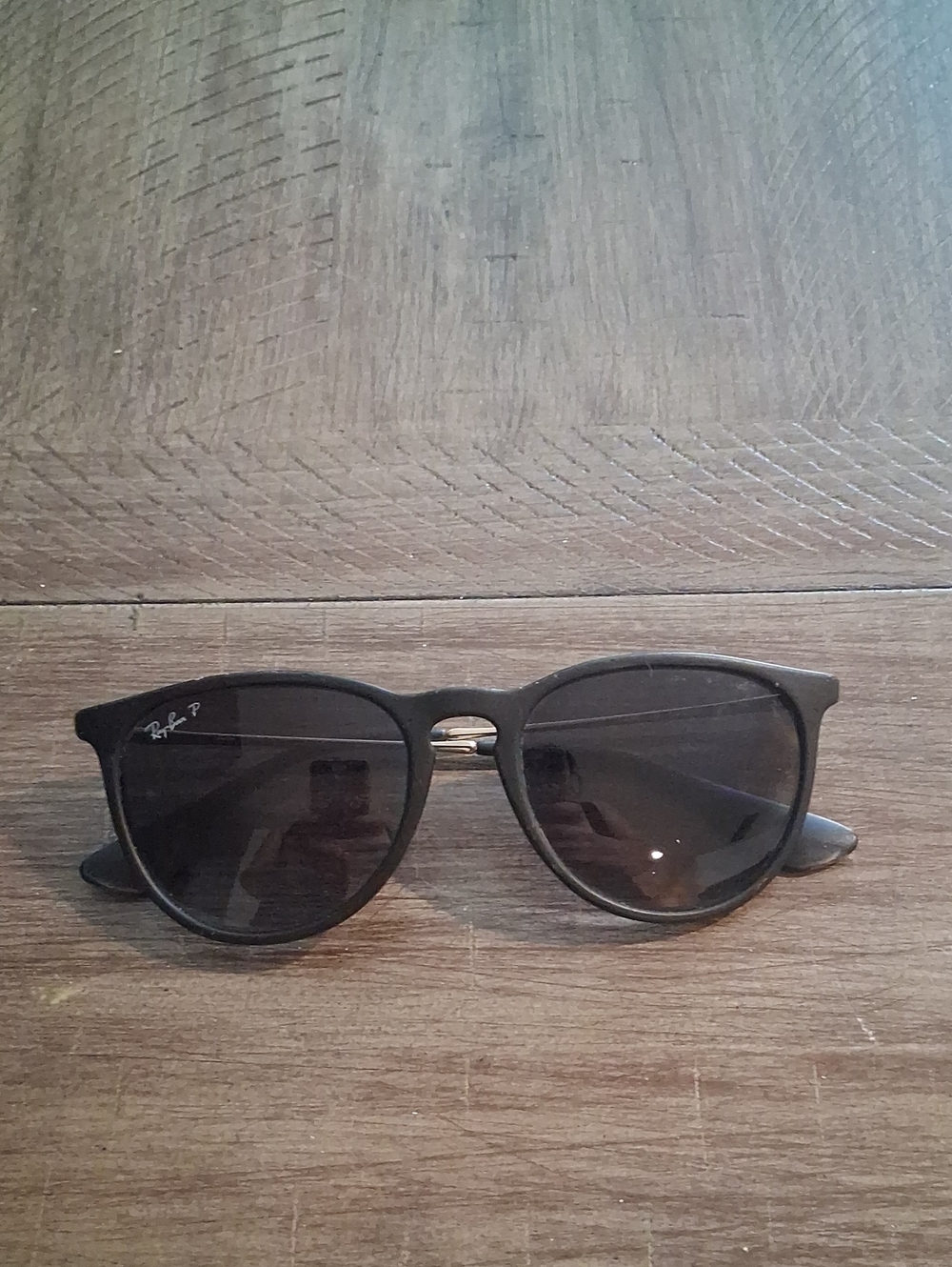 Ray-Ban Black Round Frame Sunglasses with Gold Bridge